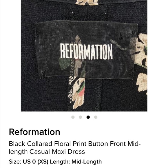 Reformation button front midi dress xs - Picture 3 of 9